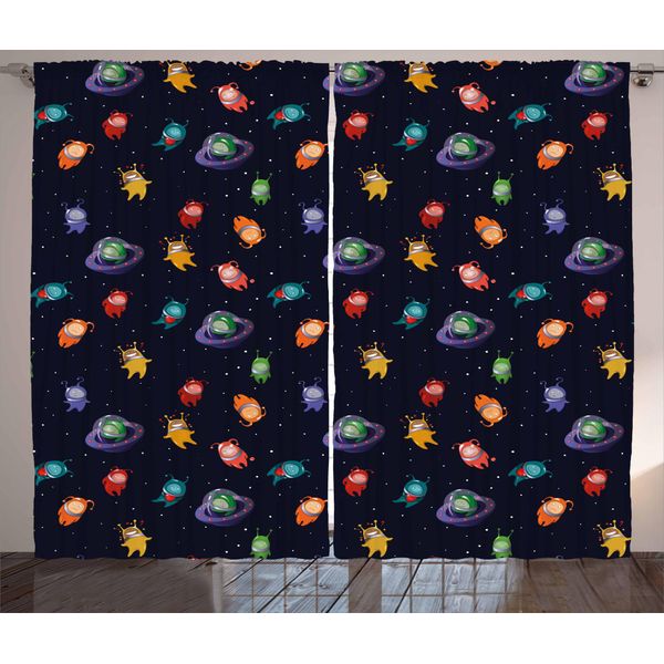 Abakuhaus Tenda Rustica, Aliens In Love Happy, Tenda Con Passanti E Ganci Per Camera Da Letto, 280 X 175 Cm, Multicolore-image