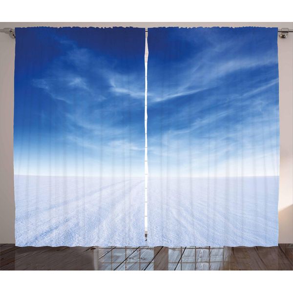 Abakuhaus Tenda Rustica Himmel, Fotografia Snowy Berg, Tenda Con Passanti E Ganci Per Camera Da Letto, 280 X 175 Cm, Blu E Bianco-image