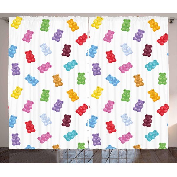 Abakuhaus Tenda Rustica Per Dessert, Orsetti Gommosi Vivaci, Tenda Con Passanti E Ganci Per Camera Da Letto, 280 X 175 Cm, Multicolore-image