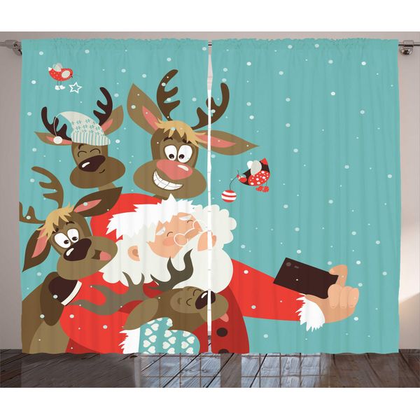 Abakuhaus Babbo Natale Tenda Rustica, Ren-Buddies Selfie, Soggiorno Tenda Universale Con Passanti E Ganci, 280 X 175 Cm, Multicolore-image