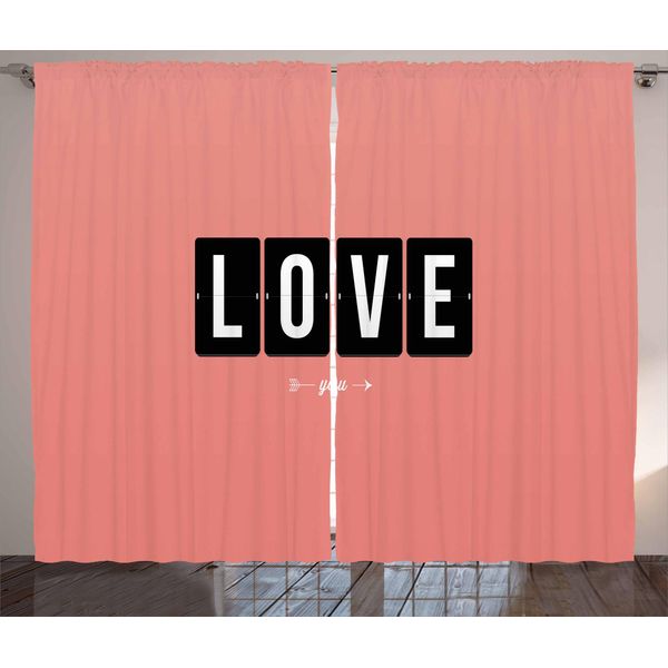 Abakuhaus Tenda Rustica, Design Adorabile, Tenda Universale Per Soggiorno Con Passanti E Ganci, 280 X 175 Cm, Bianco, Nero, Rosso Corallo-image