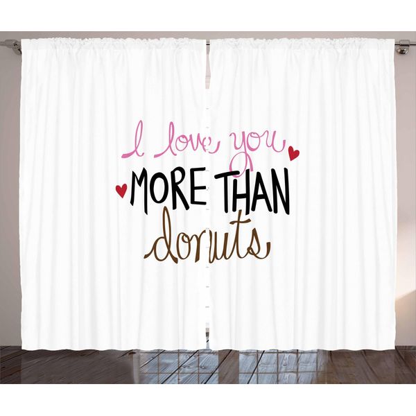 Abakuhaus Ti Amo Di Più Tenda Rustica, Ciambella E Cuori, Camera Da Letto Tenda Con Nastro Arricciato, Passanti E Ganci, 280 X 175 Cm, Multicolore-image