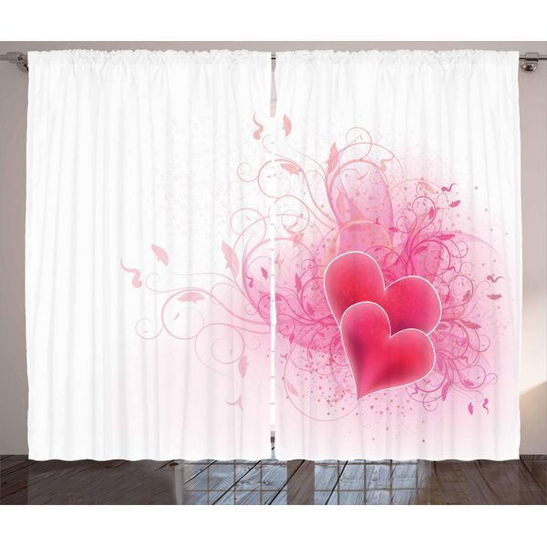 Abakuhaus Tenda Romantica Rustica, Composizioni Floreali Romantiche, Tende Universali Per Soggiorno Con Passanti E Ganci, 280 X 175 Cm, Bianco Rosa-image