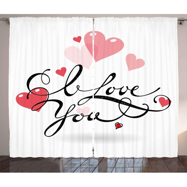 Abakuhaus Ti Amo Tenda Rustica, Vortici E Cuori, Soggiorno Tenda Universale Con Passanti E Ganci, 280 X 175 Cm, Multicolore-image