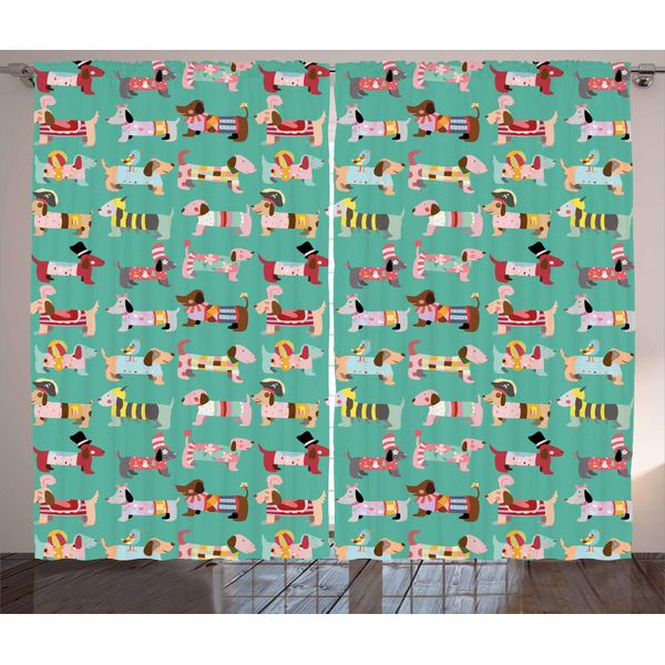 Abakuhaus Amanti Dei Cani Tenda Rustica, Riassunto Abito, Soggiorno Nastro Universale Tende Con Passanti E Ganci, 280 X 175 Cm, Multicolore-image