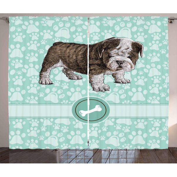 Abakuhaus Amanti Dei Cani Tenda Rustica, Animali Domestici Dettagliati, Tenda Con Passanti E Ganci Per Camera Da Letto, 280 X 175 Cm, Azzurro Marrone-image