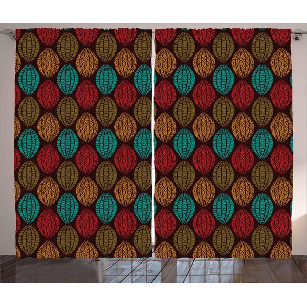 Abakuhaus Tenda Rustica Color Terra, Eastern Native Art, Tenda Con Passanti E Ganci Per Camera Da Letto, 280 X 175 Cm, Multicolore-image