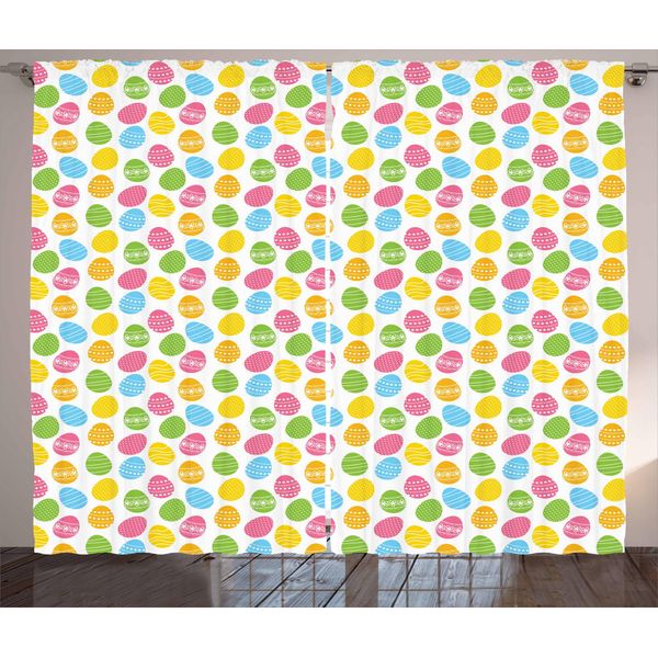 Abakuhaus Pasqua Tenda Rustica, Saluto Vacanze Di Primavera, Soggiorno Nastro Universale Tende Con Passanti E Ganci, 280 X 175 Cm, Multicolore-image