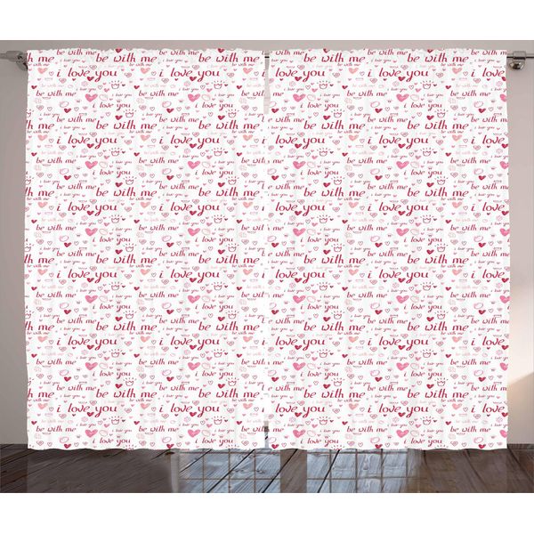 Abakuhaus Ti Amo Tenda Rustica, Cuore Fedi Nuziali, Camera Da Letto Tenda Con Passanti E Ganci, 280 X 175 Cm, Marrone Rosa Cipria-image