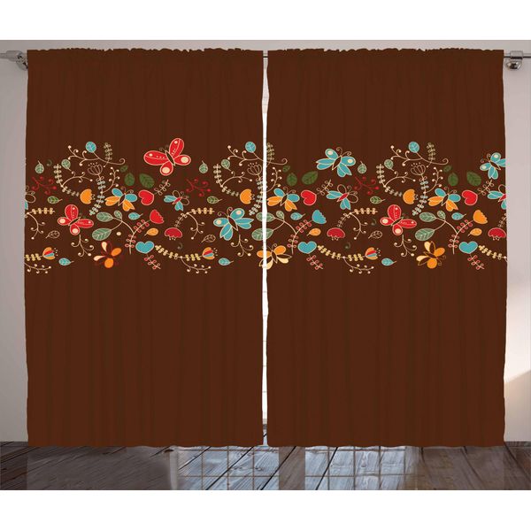 Abakuhaus Tenda Rustica Color Cioccolato, Design San Valentino, Tenda Con Passanti E Ganci Per Camera Da Letto, 280 X 175 Cm, Multicolore-image