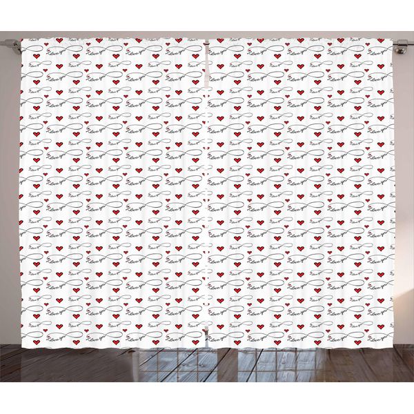 Abakuhaus Ti Amo Tenda Rustica, Infinito, Camera Da Letto Tenda Con Passanti E Ganci, 280 X 175 Cm, Rosso Nero Bianco-image