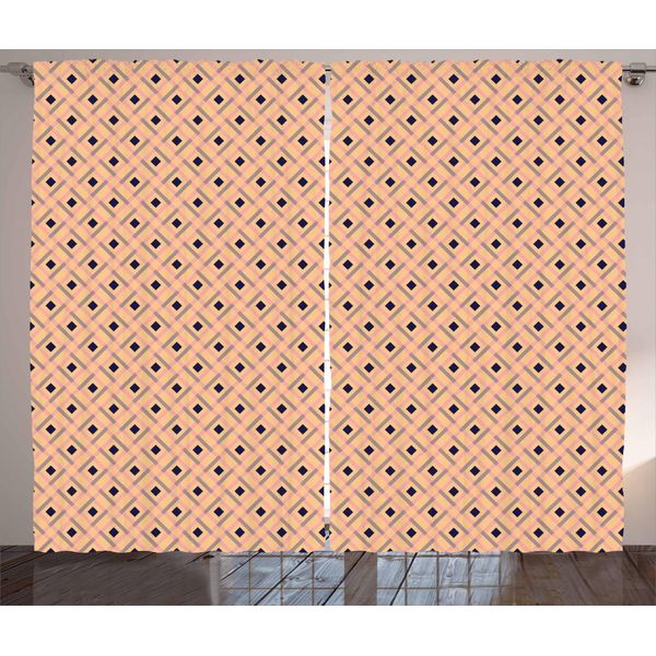Abakuhaus Tenda Rustica Argyle, Linee Romboidali Pastello, Tenda Con Passanti E Ganci Per Camera Da Letto, 280 X 175 Cm, Rosa Chiaro Blu Navy-image