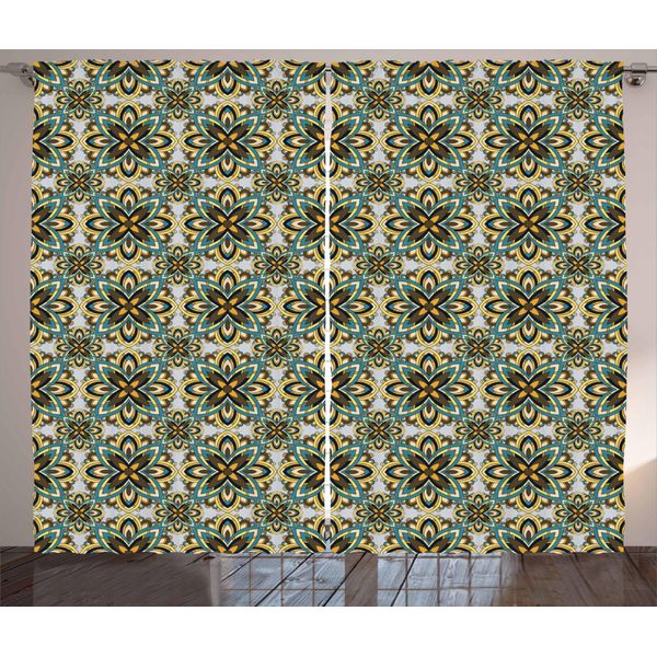 Abakuhaus Mandala Tenda Rustica, Motivo Decorativo, Soggiorno Nastro Universale Tende Con Passanti E Ganci, 280 X 175 Cm, Multicolore-image