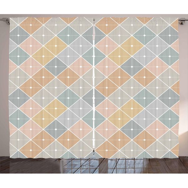Abakuhaus Tenda Rustica Astratta, Forme Romboidali, Tenda Universale Per Soggiorno Con Passanti E Ganci, 280 X 175 Cm, Multicolore-image