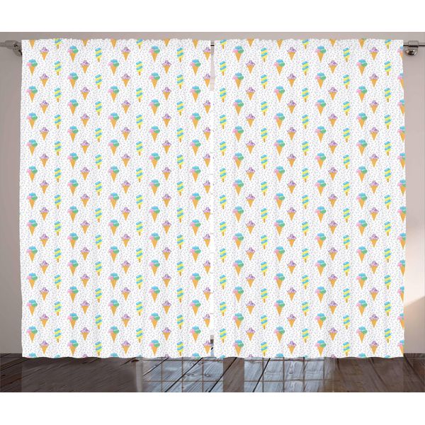 Abakuhaus Tenda Rustica, Dessert Estivo Al Latte, Tenda Con Passanti E Ganci Per Camera Da Letto, 280 X 175 Cm, Multicolore-image