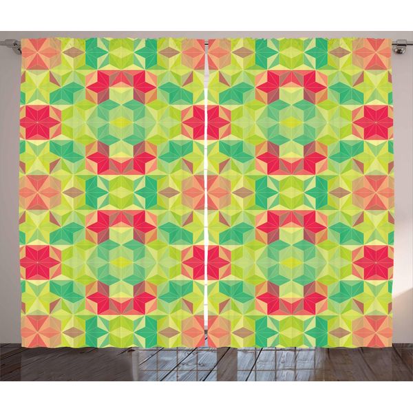 Abakuhaus Tenda Astratta Rustica, Mosaico Esagonale, Tenda Universale Per Soggiorno Con Passanti E Ganci, 280 X 175 Cm, Multicolore-image