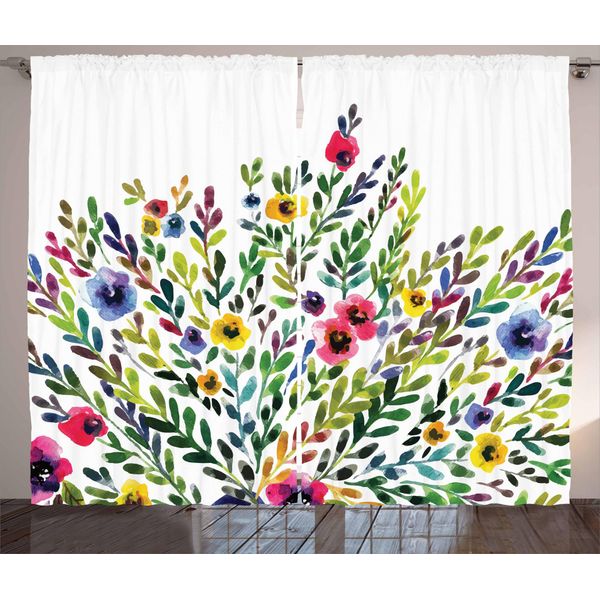 Abakuhaus Tenda Rustica Valentines, Tema Natura In Fiore, Tende Universali Per Soggiorno Con Passanti E Ganci, 280 X 175 Cm, Multicolore-image