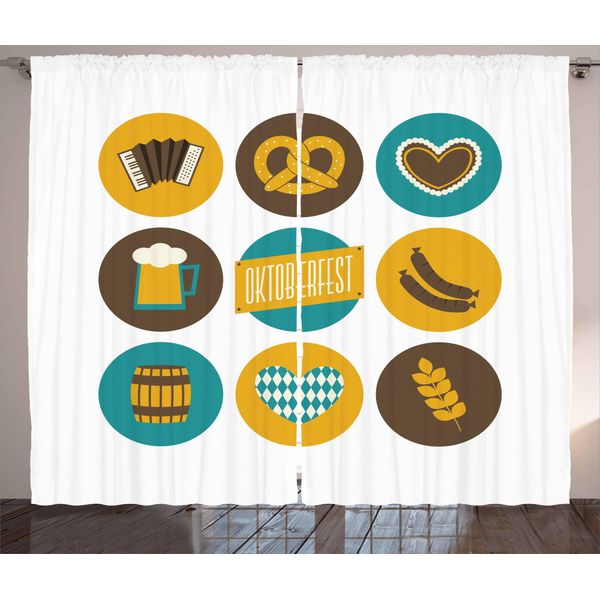 Abakuhaus Tenda Rustica Tedesca, , Tenda Con Nastro Arricciato Per Camera Da Letto Con Passanti E Ganci, 280 X 175 Cm, Terra Giallo Marrone-image