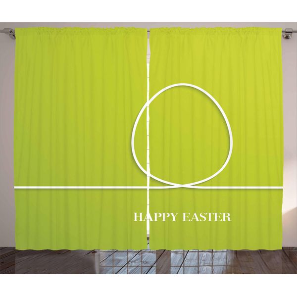 Abakuhaus Pasqua Tenda Rustica, Minimalista, Uovo, Design, Camera Da Letto Tenda Con Passanti E Ganci, 280 X 175 Cm, Giallo Verde Bianco-image