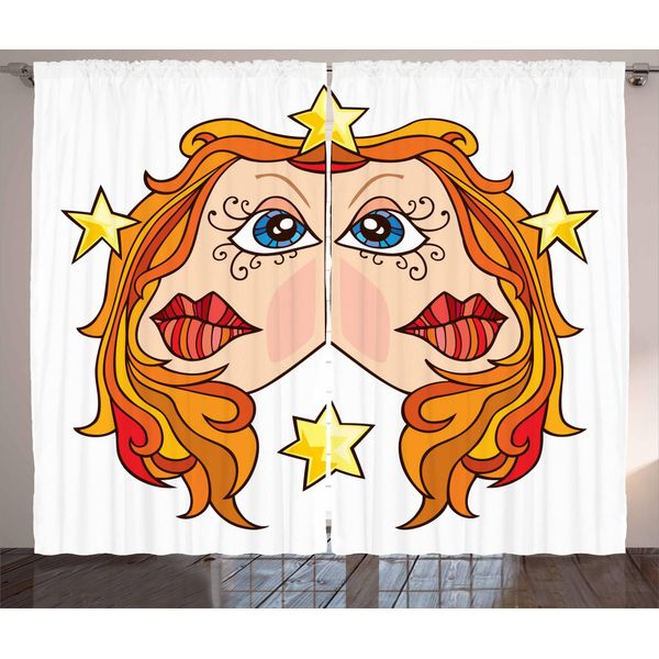 Abakuhaus Segno Zodiacale Gemelli Tenda Rustica, Gemelli Dello Zodiaco, Tende Universali Per Soggiorno Con Passanti E Ganci, 280 X 175 Cm, Multicolore-image