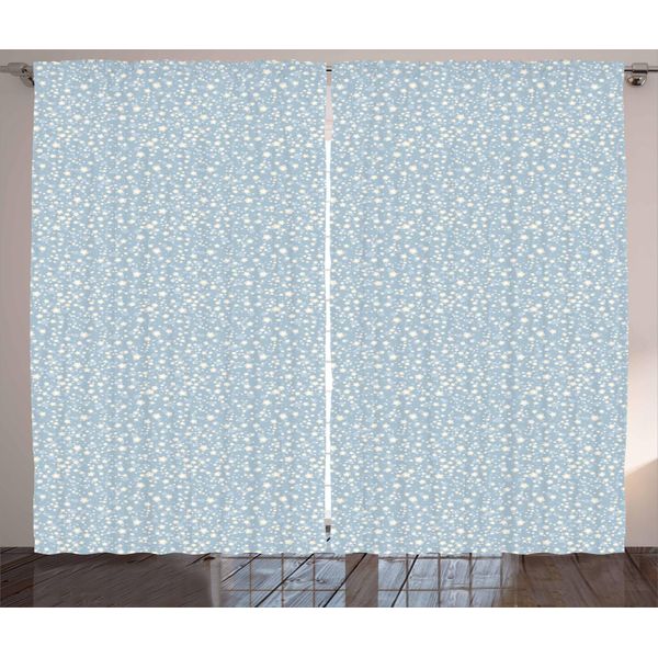 Abakuhaus Tenda Rustica Avorio E Blu, Stelle Per Cameretta, Tenda Con Passanti E Ganci Per Camera Da Letto, 280 X 175 Cm, Azzurro E Avorio-image
