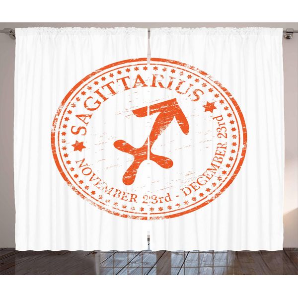 Abakuhaus SchüTze Tenda Rustica, Grunge Zodiac, Tende Universali Per Soggiorno Con Passanti E Ganci, 280 X 175 Cm, Arancione E Bianco-image