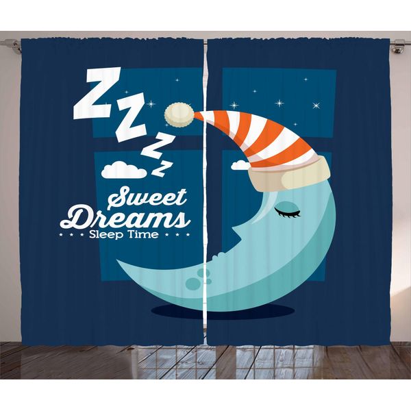 Abakuhaus Dolci Sogni Tenda Rustica, Bedtime Sleep Moon, Tenda Con Passanti E Ganci Per Camera Da Letto, 280 X 175 Cm, Multicolore-image