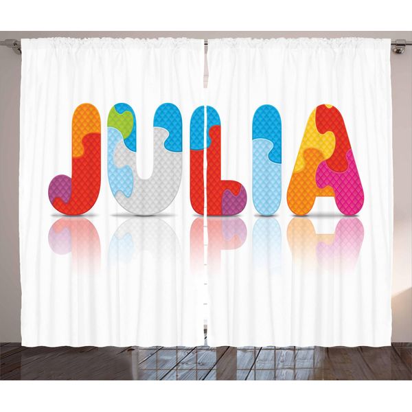 Abakuhaus Julia Tenda Rustica, Lettere Puzzle, Soggiorno Nastro Universale Tende Con Passanti E Ganci, 280 X 175 Cm, Multicolore-image