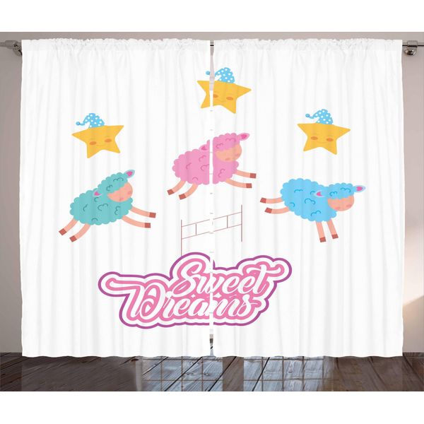 Abakuhaus Dolci Sogni Tenda Rustica, Pecore Cartoon, Soggiorno Tenda Universale Con Passanti E Ganci, 280 X 175 Cm, Multicolore-image