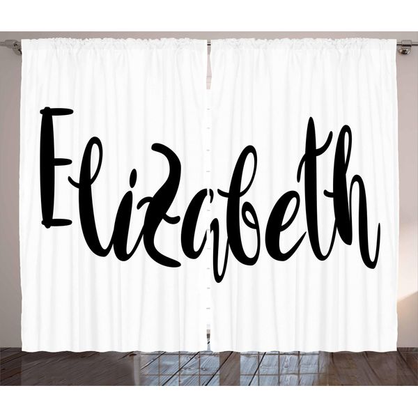 Abakuhaus Elisabeth Tenda Rustica, Lettere Monocromatiche, Camera Da Letto Tenda Con Passanti E Ganci, 280 X 175 Cm, Bianco E Nero-image