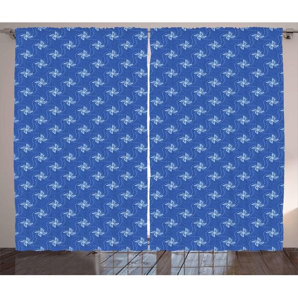 Abakuhaus Pinwheel Tenda Rustica, Motivo Blu Energia, Tenda Con Nastro Arricciato Per Camera Da Letto Con Passanti E Ganci, 280 X 175 Cm, Blu E Bianco-image