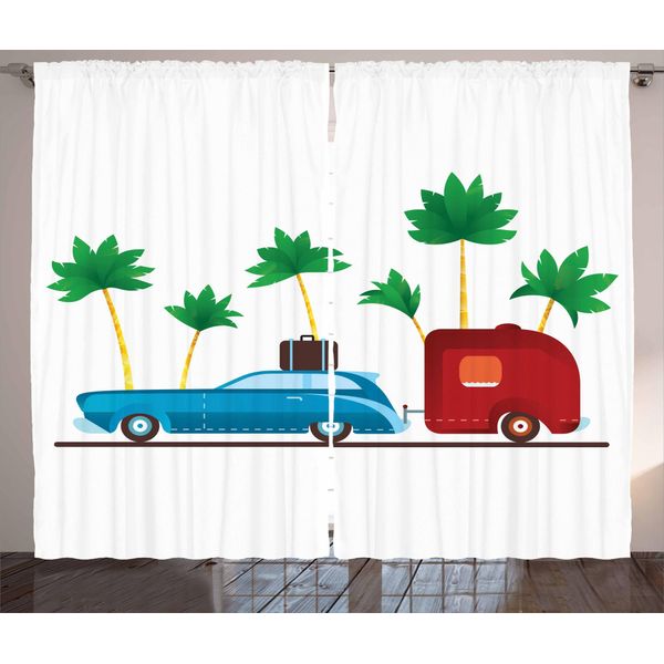 Abakuhaus Tenda Rustica Per Camper, Tema Viaggi Esotici, Tende Universali Per Soggiorno Con Passanti E Ganci, 280 X 175 Cm, Multicolore-image