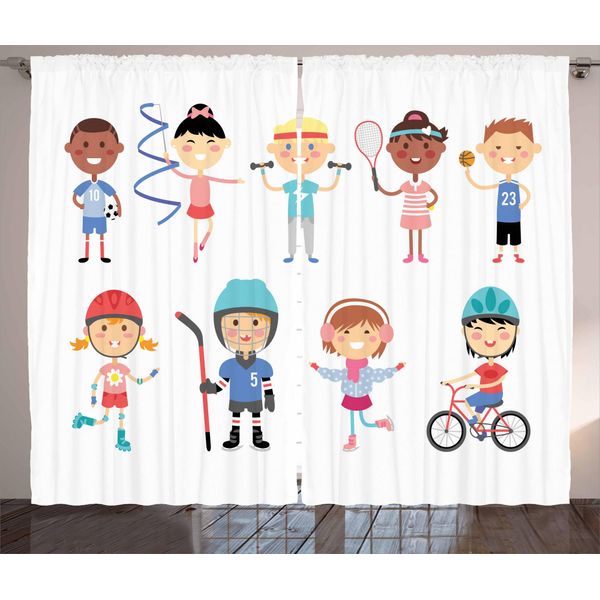 Abakuhaus Tenda Rustica, Giocatore Di Hockey Su Pattini, Tenda Con Passanti E Ganci Per Camera Da Letto, 280 X 175 Cm, Multicolore-image