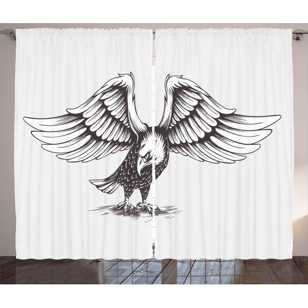Abakuhaus Adler Tenda Rustica, Freiheit Freiheit, Tende Universali Per Soggiorno Con Passanti E Ganci, 280 X 175 Cm, Grigio Chiaro E Nero-image