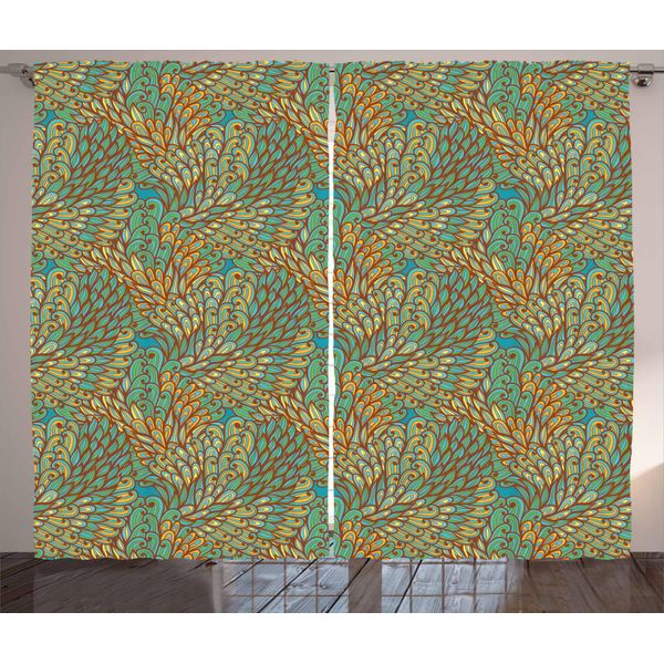 Abakuhaus Tenda Rustica Gialla E Blu, Estate Fiorita, Tenda Con Passanti E Ganci Per Camera Da Letto, 280 X 175 Cm, Multicolore-image