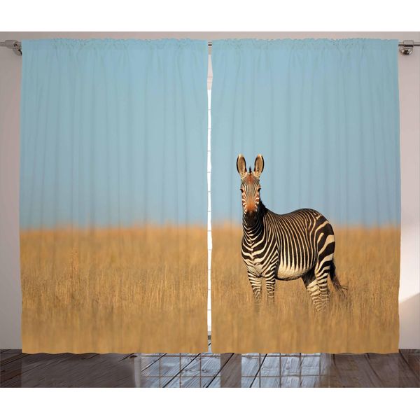 Abakuhaus Mondo Animale Tenda Rustica, Zebra Berg Gras, Tenda Per Camera Da Letto Con Passanti E Ganci, 280 X 175 Cm, Multicolore-image