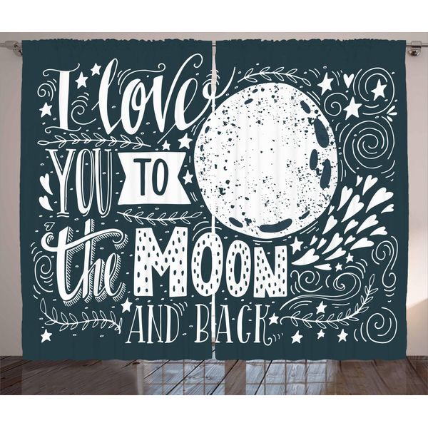 Abakuhaus Ti Amo Tenda Rustica, Universo Desidero Fiori, Soggiorno Tenda Universale Con Passanti E Ganci, 280 X 175 Cm, Blu Petrolio Scuro Bianco-image