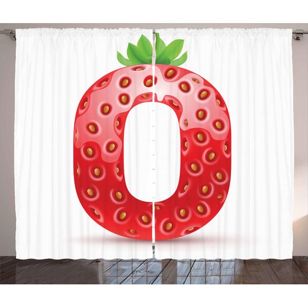 Abakuhaus Lettera O Tenda Rustica, Vibrant Obst Hauptstadt, Tende Universali Per Soggiorno Con Passanti E Ganci, 280 X 175 Cm, Rosso Cinabro Arancione Verde-image