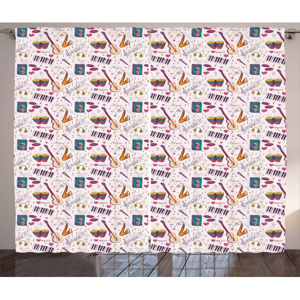 Abakuhaus Musica Tenda Rustica, Tamburi Altoparlanti Registrazioni, Soggiorno Tenda Universale Con Passanti E Ganci, 280 X 175 Cm, Multicolore-image
