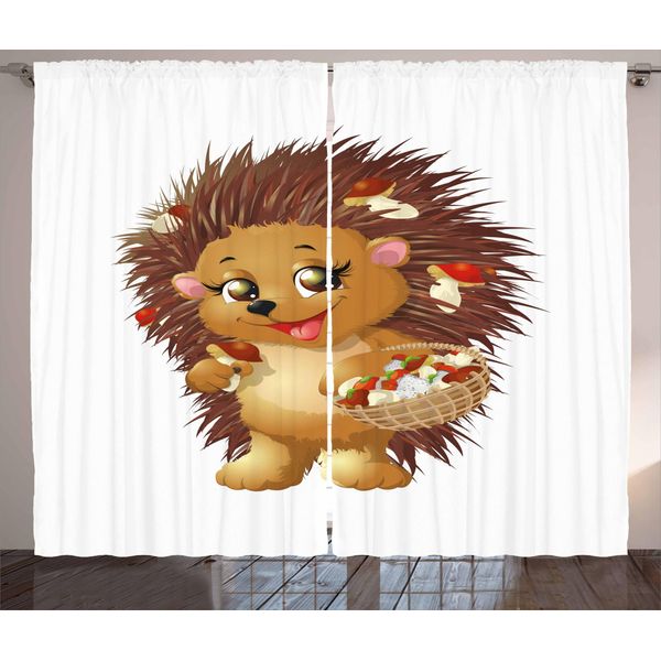 Abakuhaus Tenda Rustica Con Ricci, Funghi, Camera Da Letto, Tenda Con Passanti E Ganci, 280 X 175 Cm, Marrone Caramello Chiaro-image
