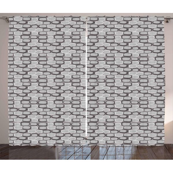 Abakuhaus Tenda Astratta Rustica, Motivo Parete In Pietra, Soggiorno Nastro Universale Tende Con Passanti E Ganci, 280 X 175 Cm, Grigio Grigio Chiaro-image