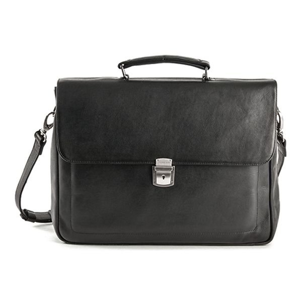 Harold's Pelle Borsa Da Ufficio Laptop Bag Campo Briefcase Lock Black Nero-image