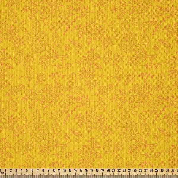 Abakuhaus Tessuto In Microfibra A Fiori Venduto Al Metro, Motivo Foglie Di Alloro Dai Colori Autunnali Con Illustrazione Artistica Di Mirtilli E Foglie Cadute, 3 M (230 X 300 Cm), Calendula-image