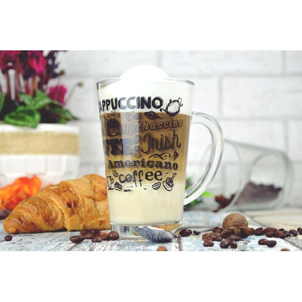 6 Bicchieri Da Latte Macchiato 300Ml Bicchieri Da Caffè Impronta Caffè Bicchieri Da Tè-image