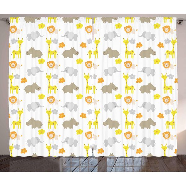 Abakuhaus Tenda Rustica Per Asilo Nido, Animali Della Giungla Per Bambini, Tenda Con Passanti E Ganci Per Camera Da Letto, 280 X 175 Cm, Multicolore-image