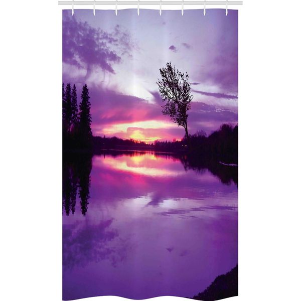 Abakuhaus Paesaggio Tenda Da Doccia Stretta, Shade Skies Viola, Set Decorativo Per Bagno In Tessuto Con Ganci, 120 X 180 Cm, Lavanda Nero-image