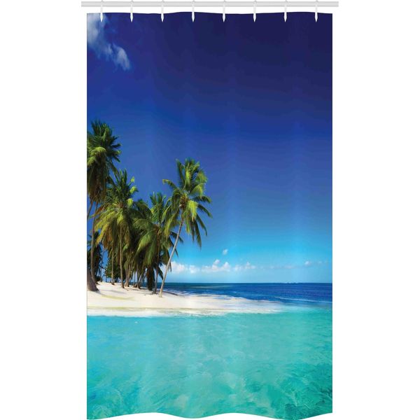Abakuhaus Tenda Da Doccia Stretta Urwald, Seaside Nature Tropic, Set Decorativo Per Bagno In Tessuto Con Ganci, 120 X 180 Cm, Blu Reale Turchese-image