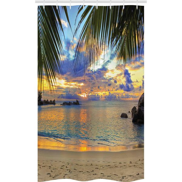 Abakuhaus Tenda Da Doccia Stretta Tropicale, Foto Esotica Di Spiaggia, Set Decorativo Per Bagno In Tessuto Con Ganci, 120 X 180 Cm, Multicolore-image