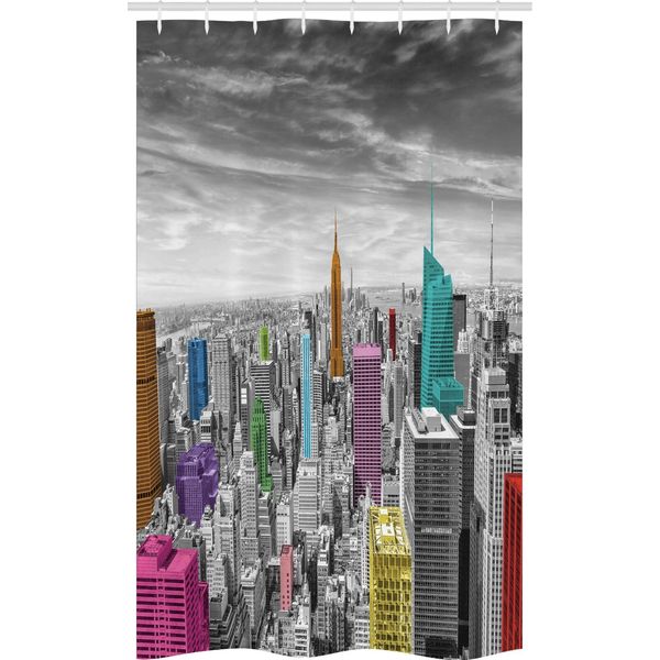 Abakuhaus New York Tenda Da Doccia Stretta, Architettura Urbana, Set Decorativo Per Bagno In Tessuto Con Ganci, 120 X 180 Cm, Multicolore-image