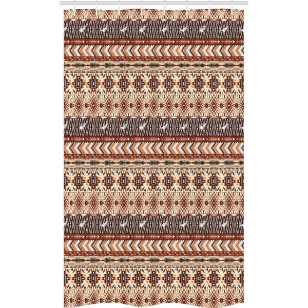Abakuhaus Tenda Da Doccia Colorata E Stretta, Etnica, Set Decorativo Per Bagno In Tessuto Con Ganci, 120 X 180 Cm, Marrone Cannella Arancione-image